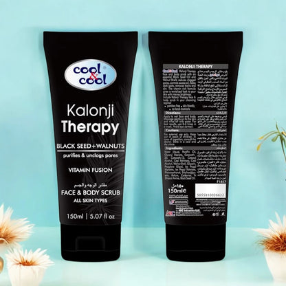 Cool & Cool Kalonji Therapy Face & Body Scrub 150ml – Exfoliating Scrub with Black Seed Oil & Walnut Shells | Deep Cleansing & Brightening for All Skin Types - Damoo