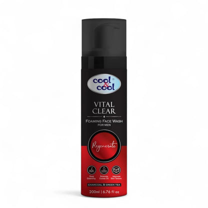 Cool & Cool Vital Clear Foaming Face Wash for Men 200ml – Deep Cleansing with Charcoal & Green Tea | Oil Control & Skin Texture Renewal - Damoo