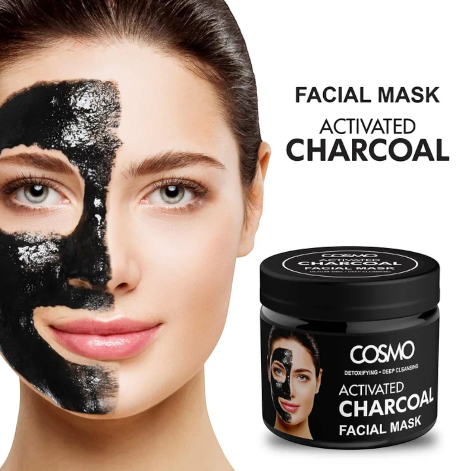Cosmo Activated Charcoal Face Mask 200g – Deep Pore Cleansing, Oil Control & Blackhead Removal for Clear, Radiant Skin - Damoo