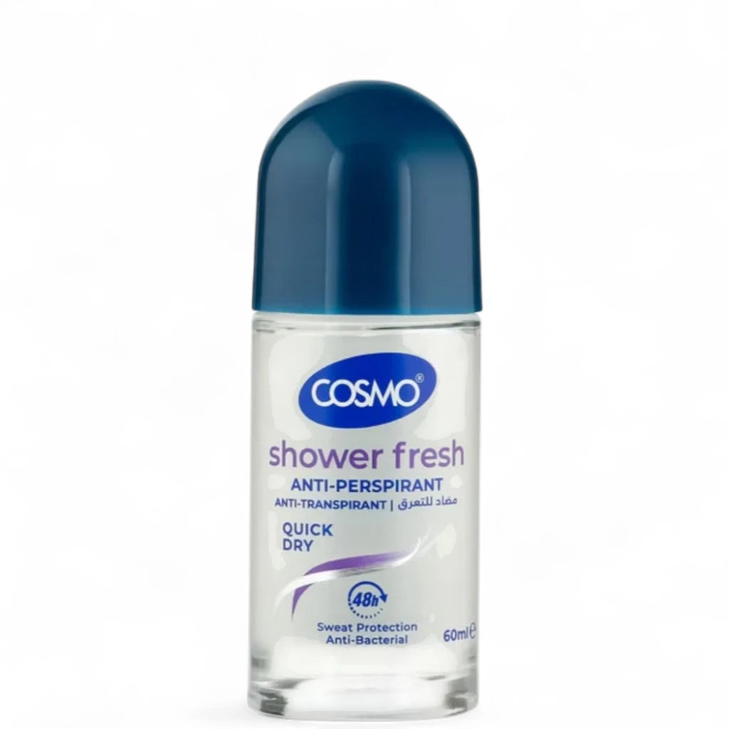 Cosmo Anti-Perspirant Shower Fresh Quick Dry Roll-On – 60ml Long-Lasting Sweat & Odor Protection with Anti-Bacterial Care – Unisex Deodorant for All Skin Types - Damoo