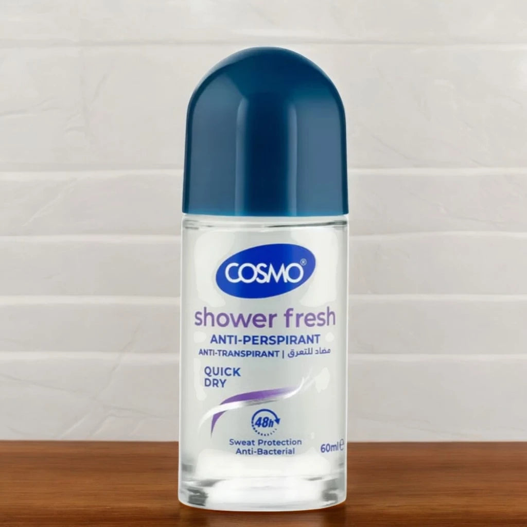 Cosmo Anti-Perspirant Shower Fresh Quick Dry Roll-On – 60ml Long-Lasting Sweat & Odor Protection with Anti-Bacterial Care – Unisex Deodorant for All Skin Types - Damoo
