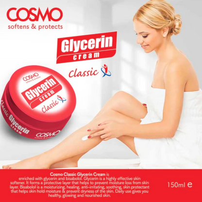COSMO Classic Glycerin Cream 400ml – Deep Moisturizing Face & Body Cream with Bisabolol, Vitamin E & Silk Peptide | Lightweight, Non-Greasy | For All Skin Types - Damoo