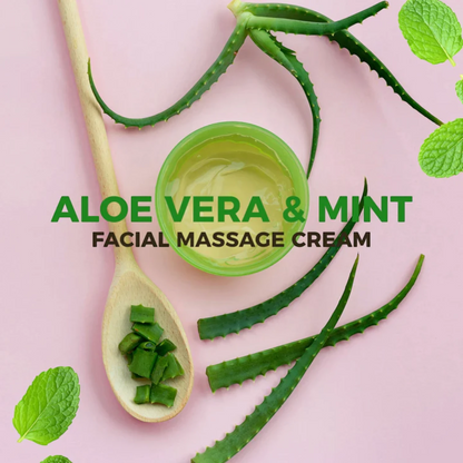 Cosmo Designs Aloe Vera & Mint Facial Massage Cream 600ml – Hydrating, Soothing & Cooling Skincare for All Skin Types - With Vitamin E - Damoo
