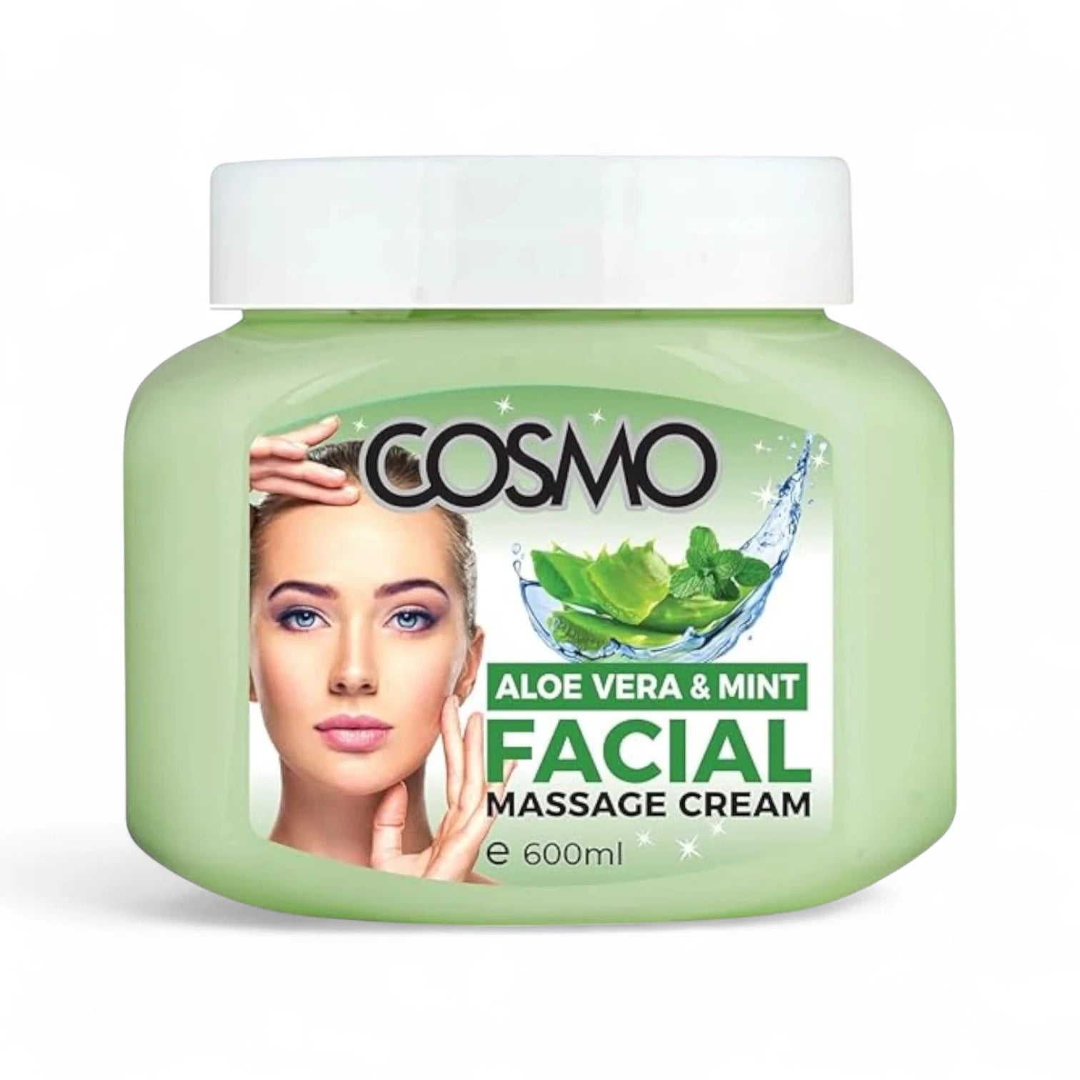 Cosmo Designs Aloe Vera & Mint Facial Massage Cream 600ml – Hydrating, Soothing & Cooling Skincare for All Skin Types - With Vitamin E - Damoo