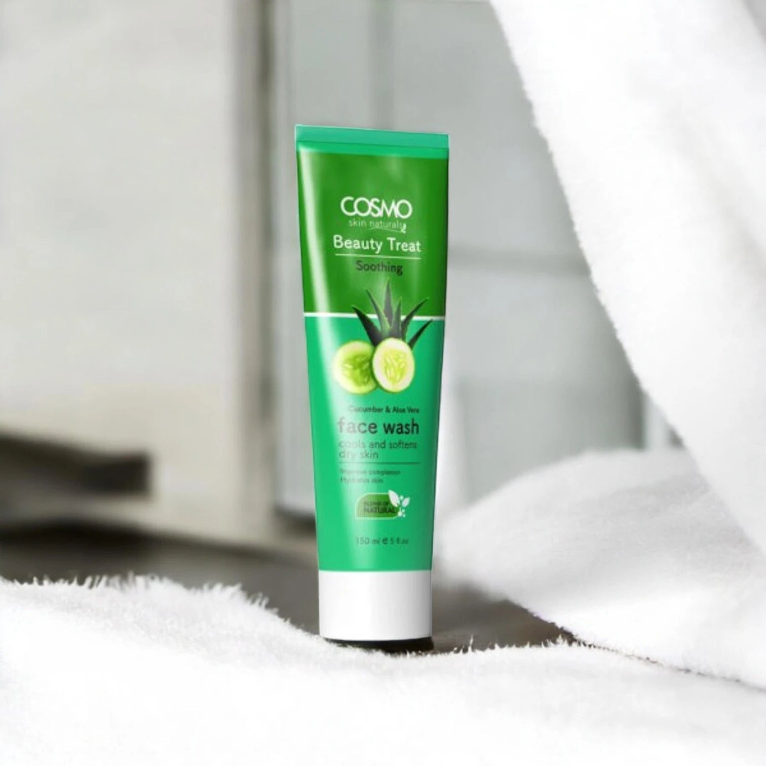COSMO DESIGNS Cucumber & Aloe Vera Face Wash – 150ml | Soothing Daily Cleanser for Dry Skin | Hydrates, Softens & Brightens Complexion | Gentle for All Skin Types - Damoo