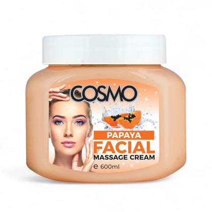 Cosmo Designs Papaya Facial Massage Cream 600ml – Exfoliating & Hydrating Cream for Glowing, Even-Toned Skin | Deep Nourishment for Daily Use - Damoo