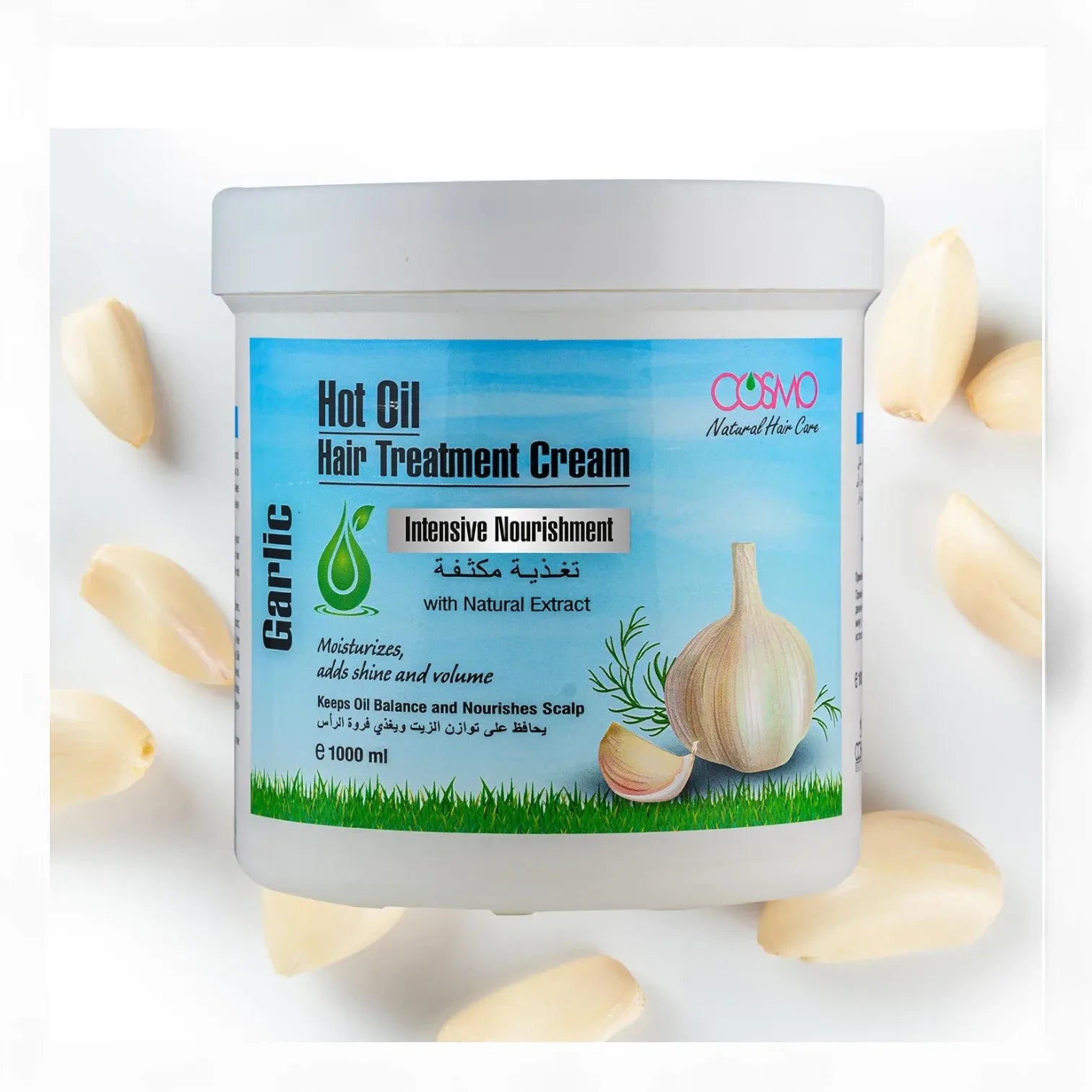 COSMO Garlic Hot Oil Hair Treatment Cream 1000ml – Intensive Repair & Nourishment for Dry, Damaged Hair | Promotes Hair Growth & Strength | Deep Conditioning Mask - Damoo