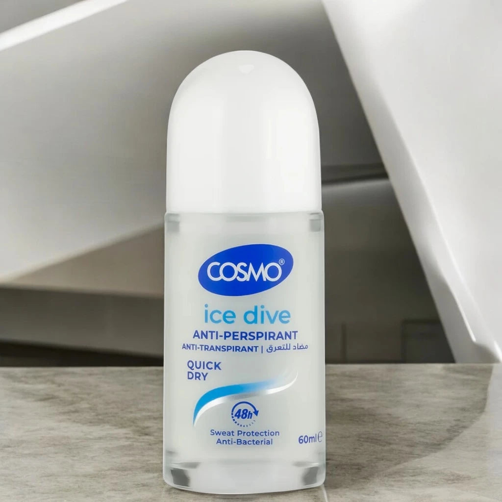 Cosmo Ice Dive Anti-Perspirant Roll-On – 60ml Long-Lasting Sweat & Odor Protection with Icy Fresh Quick-Dry Formula – Anti-Bacterial Care for All-Day Cool Confidence - Damoo