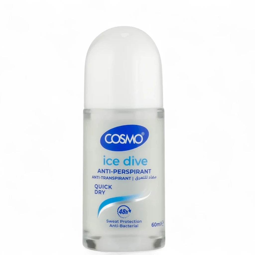 Cosmo Ice Dive Anti-Perspirant Roll-On – 60ml Long-Lasting Sweat & Odor Protection with Icy Fresh Quick-Dry Formula – Anti-Bacterial Care for All-Day Cool Confidence - Damoo