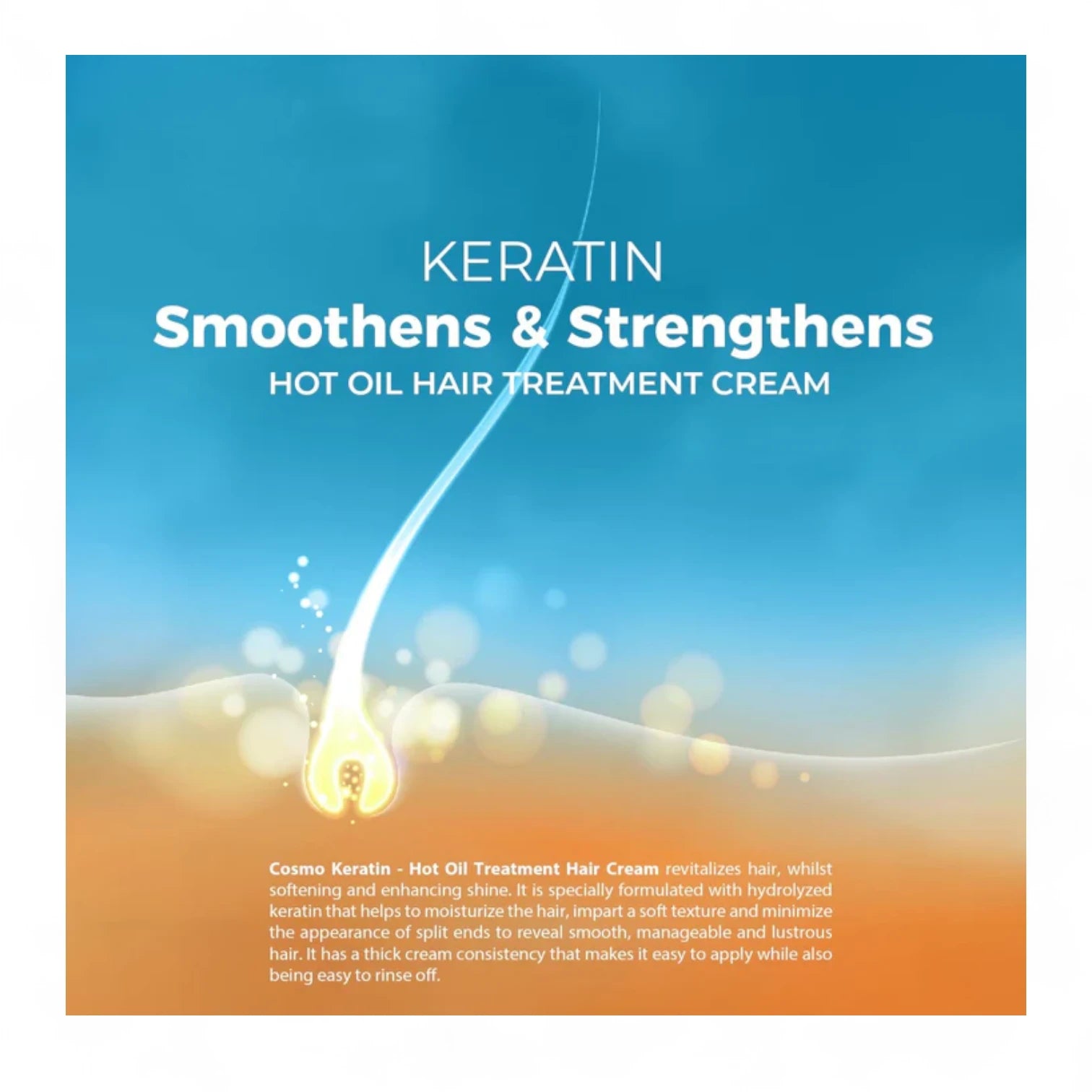 COSMO Keratin Hot Oil Hair Treatment Cream 1000 ml– Deep Repair & Moisture for Damaged, Brittle Hair | Salon-Quality Keratin Repair Mask | Intense Hydration & Shine - Damoo