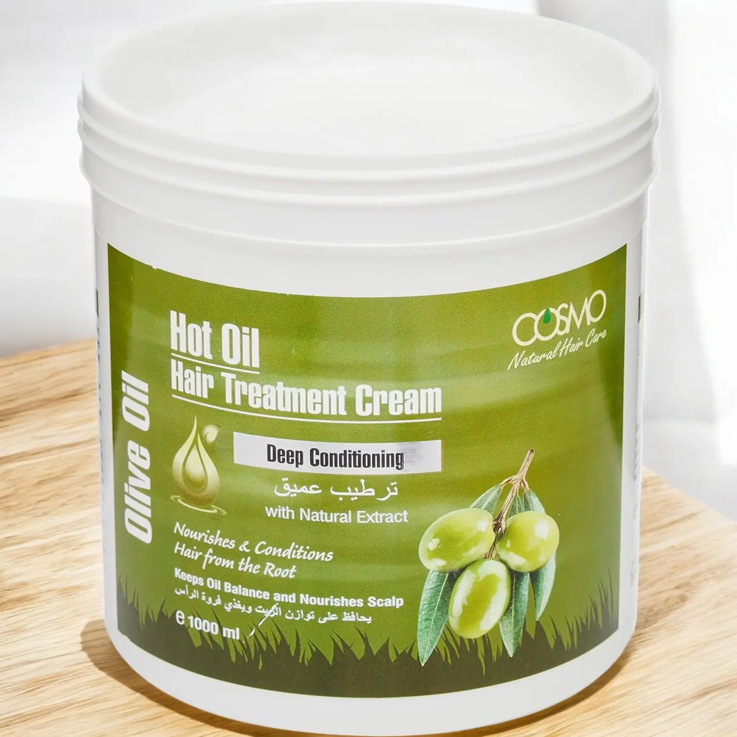 Cosmo Natural Hair Care Hot Oil Treatment with Olive Oil – 1000ml Deep Conditioning Hair Mask – Strengthening Formula with Natural Extracts – Preservative-Free - Damoo
