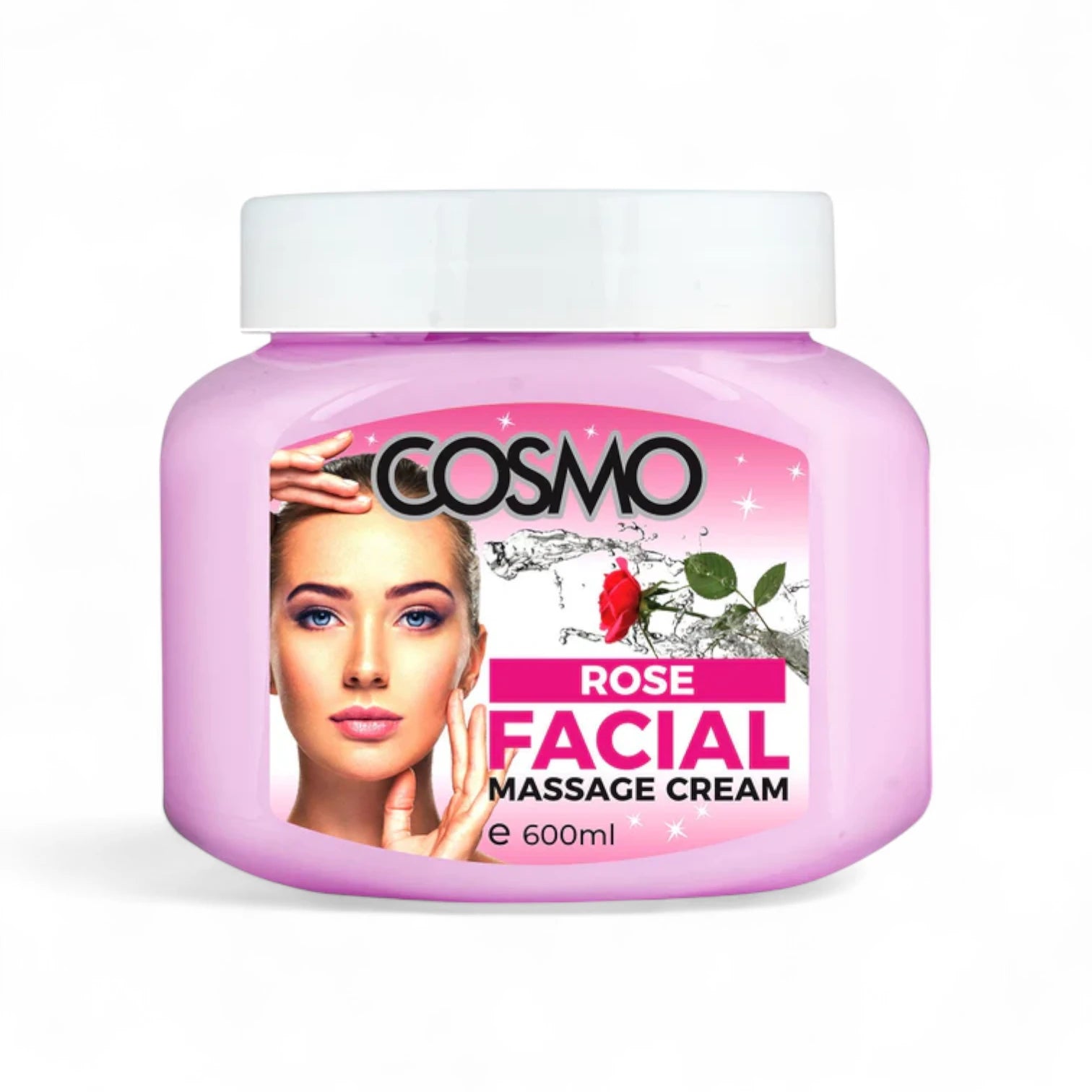 Cosmo Rose Facial Massage Cream 600ml – Anti-Aging, Hydrating & Firming Skincare for All Skin Types - With Rose Extract to Reduce Wrinkles & Improve Skin Elasticity - Damoo