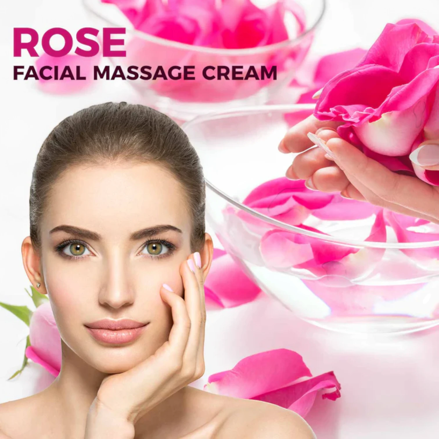 Cosmo Rose Facial Massage Cream 600ml – Anti-Aging, Hydrating & Firming Skincare for All Skin Types - With Rose Extract to Reduce Wrinkles & Improve Skin Elasticity - Damoo