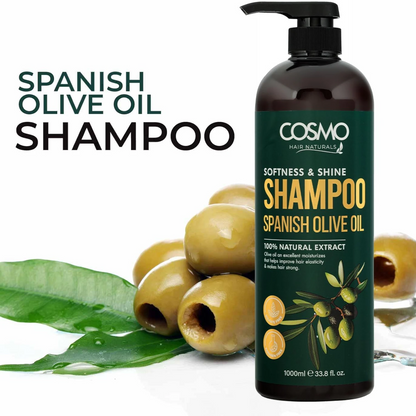 COSMO Spanish Olive Oil Shampoo 1000ml – Softness & Shine Formula | Paraben-Free, Sulfate-Free, Natural Extracts | Deep Moisture & UV Protection for All Hair Types - Damoo