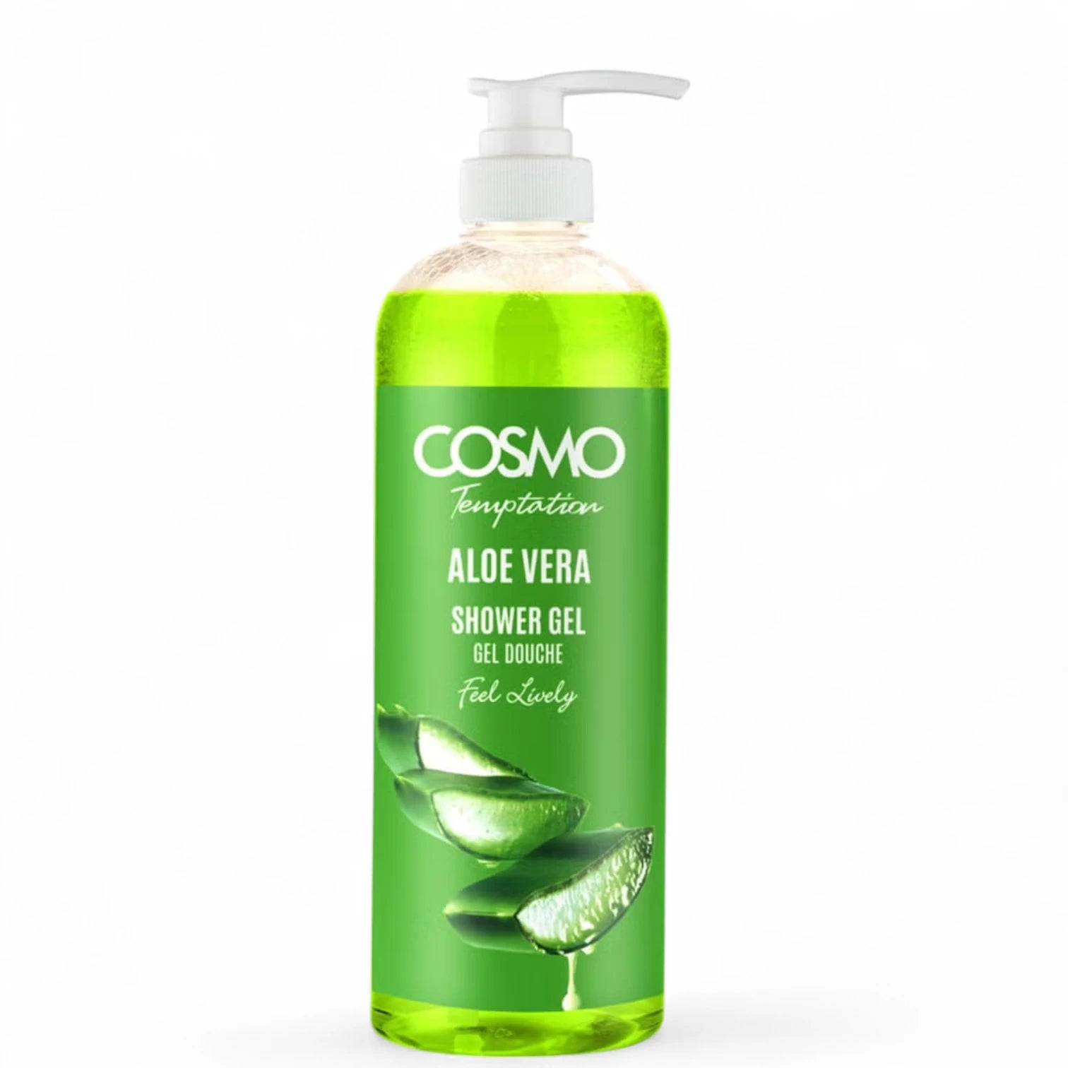 Cosmo Temptation Aloe Vera Shower Gel 1000ml – Gentle Hydrating Body Wash for Men & Women, All Skin Types - Damoo