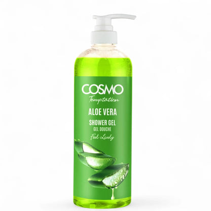 Cosmo Temptation Aloe Vera Shower Gel 1000ml – Gentle Hydrating Body Wash for Men & Women, All Skin Types - Damoo