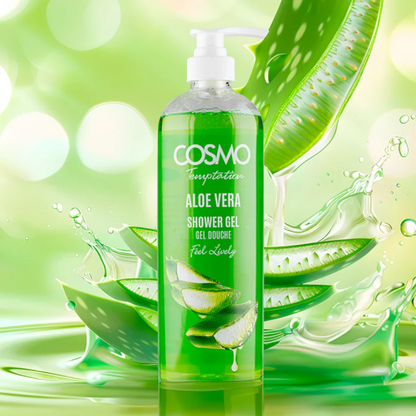 Cosmo Temptation Aloe Vera Shower Gel 1000ml – Gentle Hydrating Body Wash for Men & Women, All Skin Types - Damoo