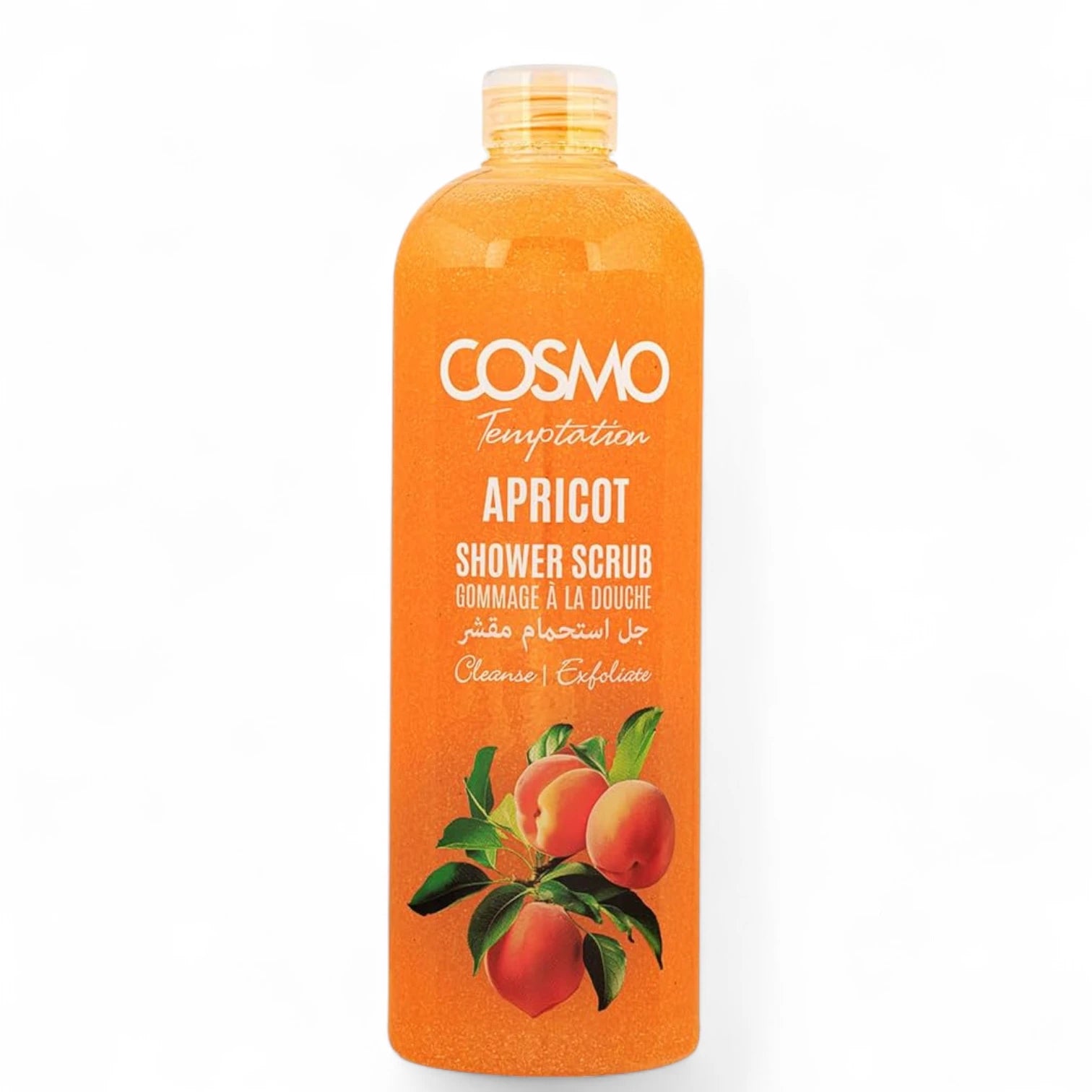 COSMO Temptation Apricot Shower Scrub – Exfoliating & Moisturizing Body Wash with Natural Apricot Extract, 1000ml, For Men & Women - Damoo
