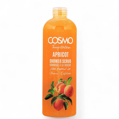 COSMO Temptation Apricot Shower Scrub – Exfoliating & Moisturizing Body Wash with Natural Apricot Extract, 1000ml, For Men & Women - Damoo