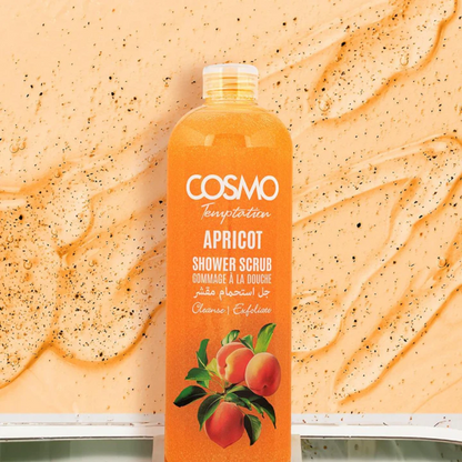 COSMO Temptation Apricot Shower Scrub – Exfoliating & Moisturizing Body Wash with Natural Apricot Extract, 1000ml, For Men & Women - Damoo