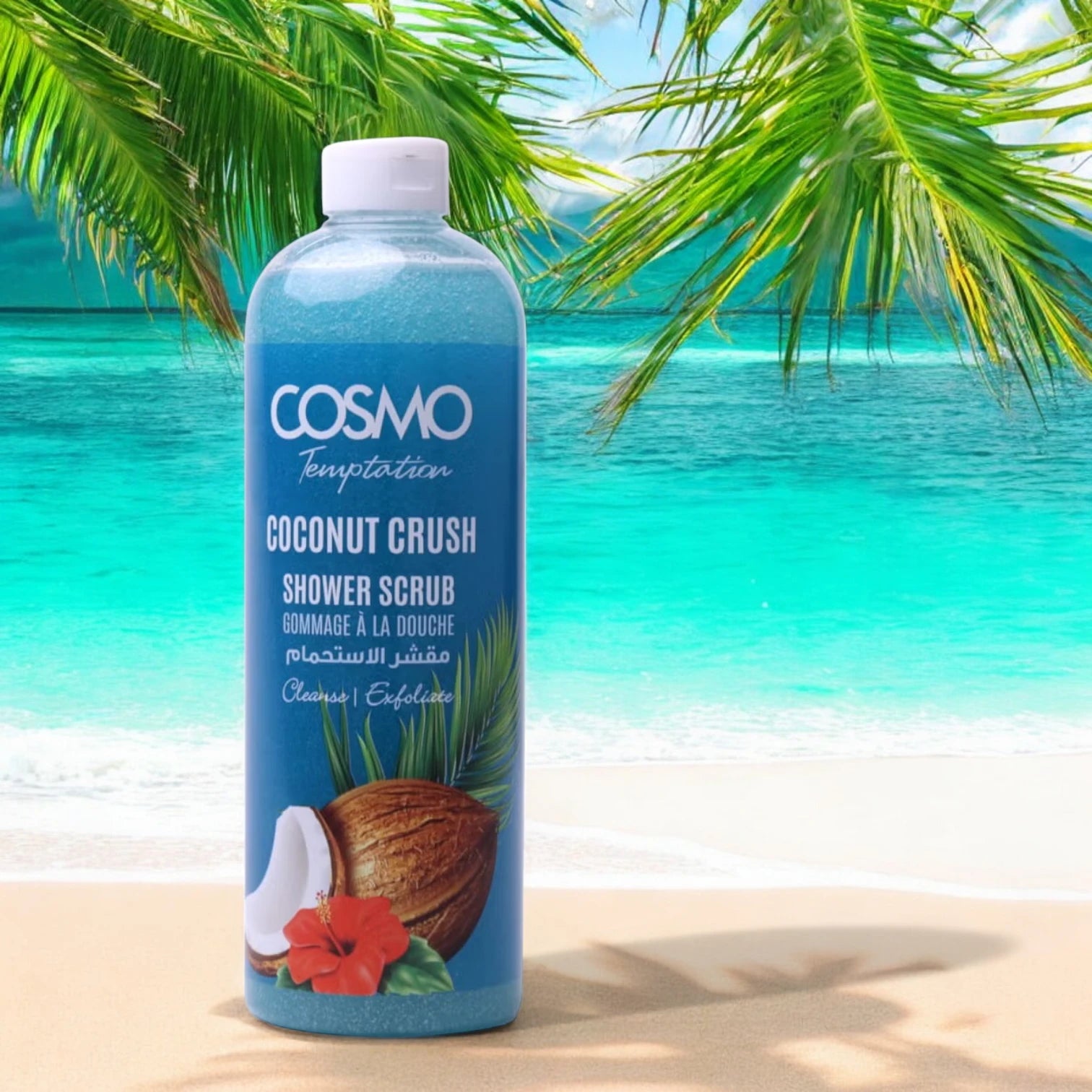 COSMO Temptation Coconut Crush Shower Scrub 1000ml – Exfoliating & Moisturizing Body Wash with Coconut Extract for Soft, Glowing Skin - Damoo