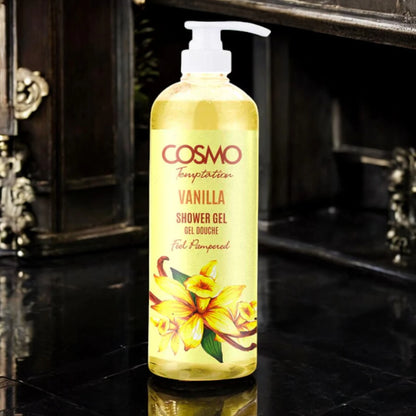 Cosmo Temptation Vanilla Shower Gel  1000ml – Nourishing Creamy Body Wash with Aloe Vera, Shea Butter & Vitamin E - Damoo