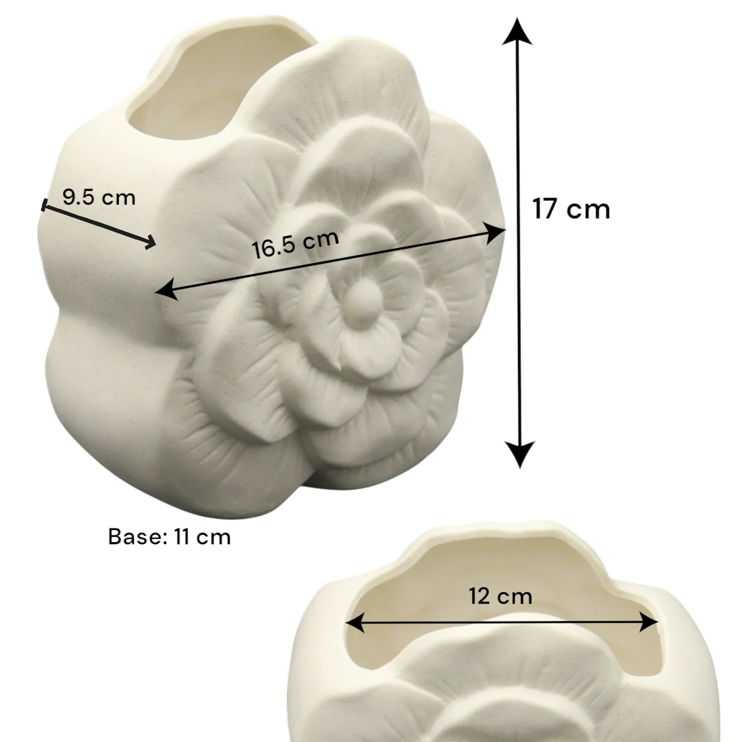 Cream-Colored Flower Shaped Ceramic Vase – Elegant Decorative Centerpiece for Living Room, Shelf, or Table - Damoo
