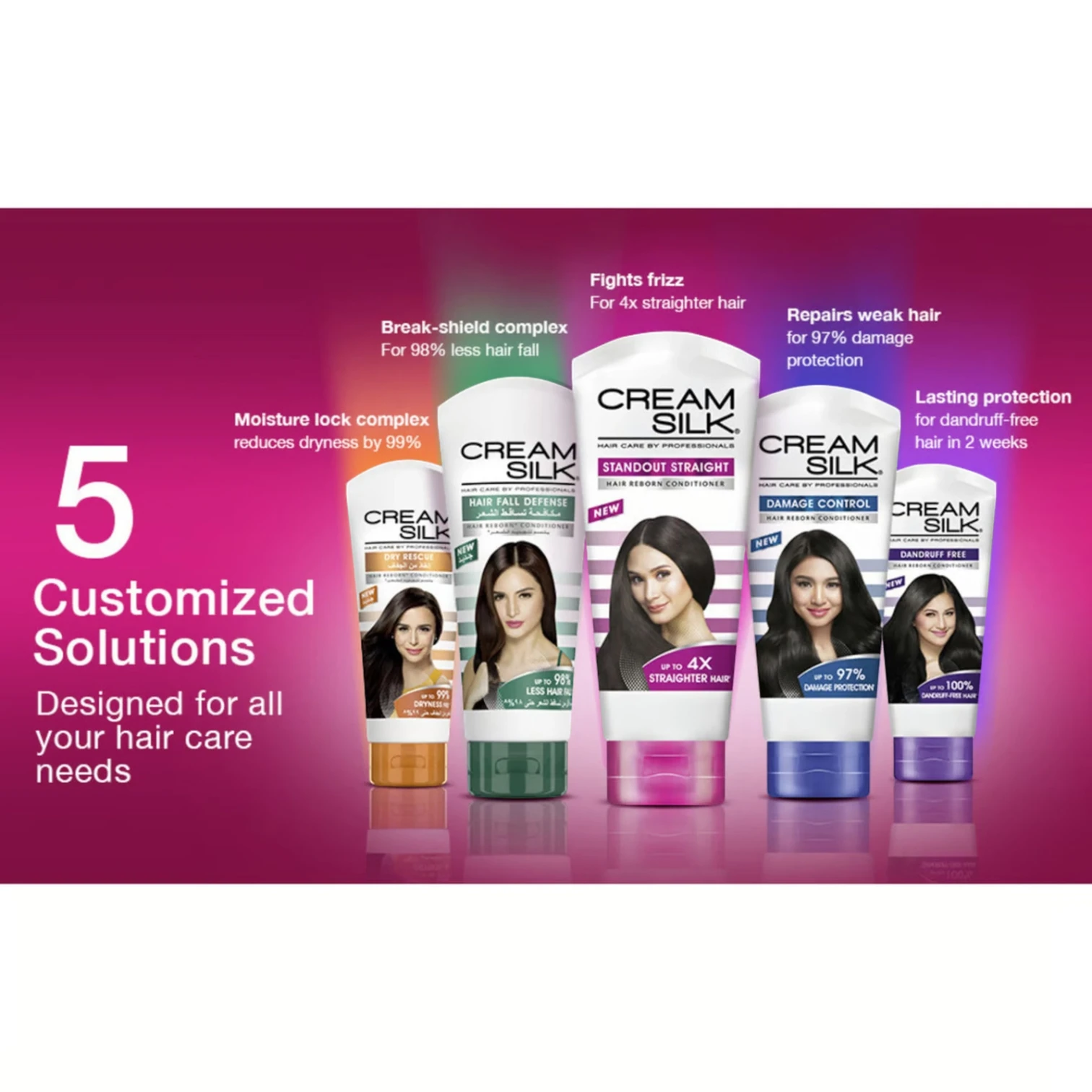 Cream Silk Hair Reborn Damage Control Conditioner 2 x 180ml | With Fiber Repair Complex | Advanced Reborn Technology for Damaged Hair - Damoo