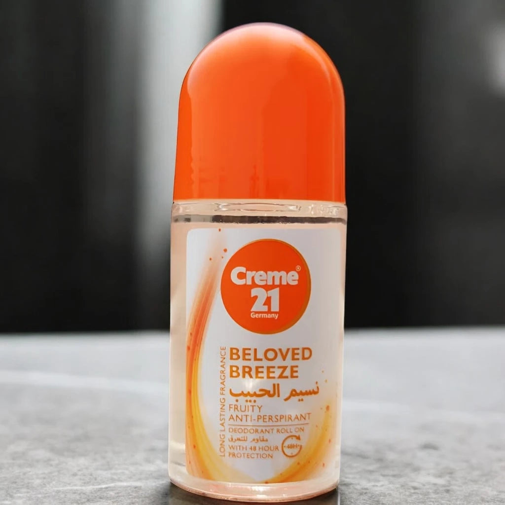 Creme 21 Beloved Breeze Fruity Anti-Perspirant Roll-On Deodorant – 50ml Long-Lasting Sweat & Odor Protection with Refreshing Fruity Scent – Gentle Daily Care for All Skin Types - Damoo