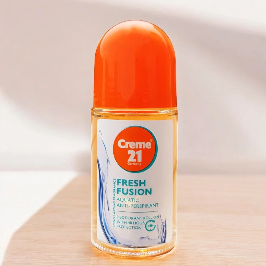 Creme 21 Fresh Fusion Aquatic Anti-Perspirant Roll-On Deodorant – 50ml Long-Lasting Sweat & Odor Protection with Refreshing Scent – Gentle Daily Care for Underarms – Unisex - Damoo