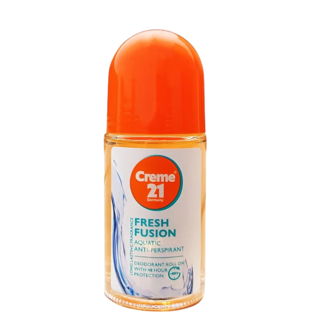 Creme 21 Fresh Fusion Aquatic Anti-Perspirant Roll-On Deodorant – 50ml Long-Lasting Sweat & Odor Protection with Refreshing Scent – Gentle Daily Care for Underarms – Unisex - Damoo