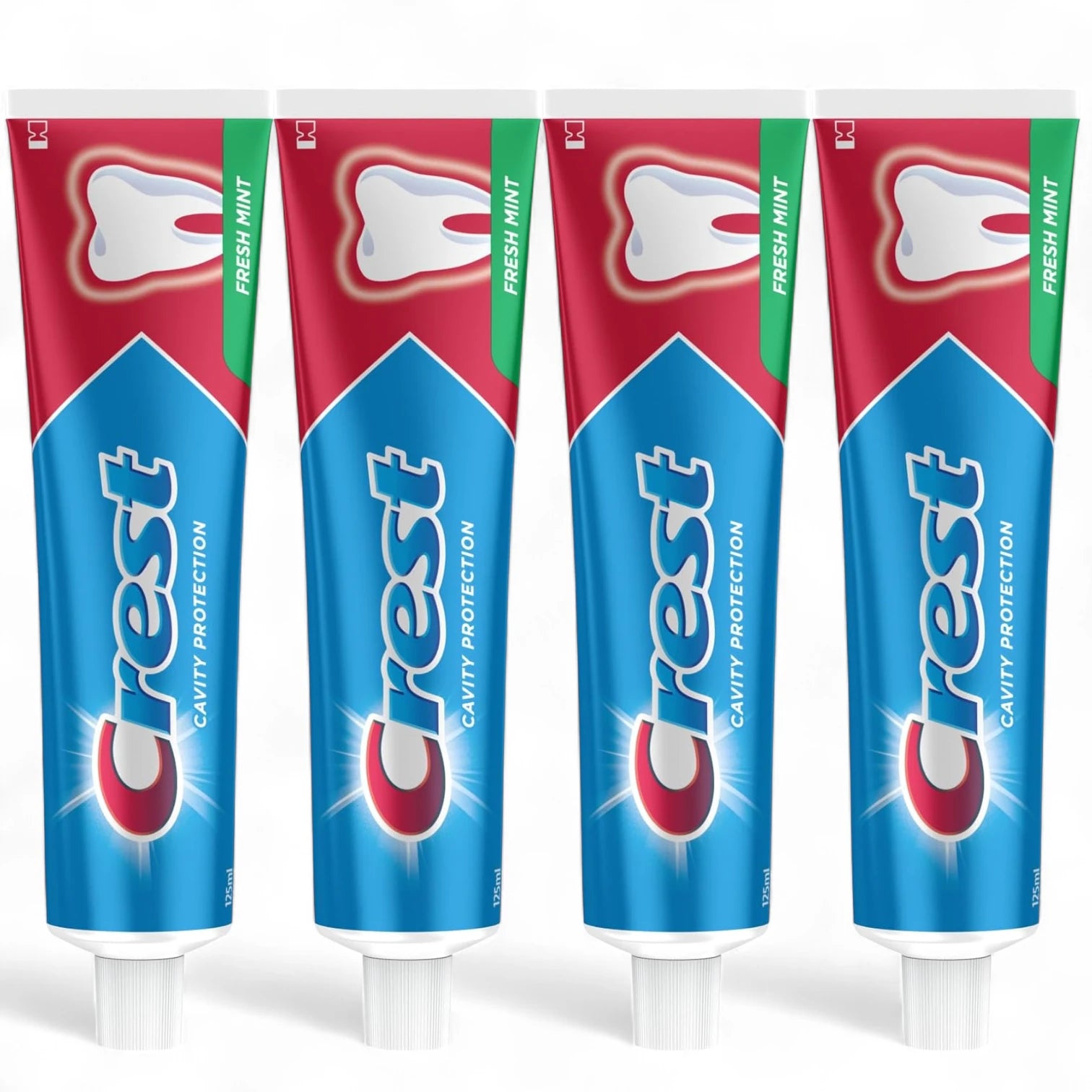 Crest Cavity Protection Toothpaste 125ml 4 Pack – Fresh Mint Flavor –  Enamel-Safe Formula with Calci-Dent for Stronger Teeth, Cavity Defense, Advanced Cleaning & Long-Lasting Minty Fresh Breath - Damoo