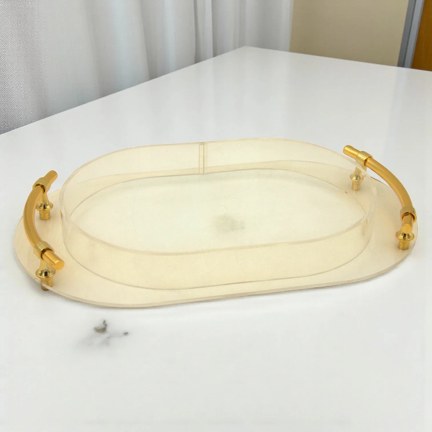 Crystal House Clear Cake Display Box with Textured Dome & Gold Handle – Elegant Dessert Container for Cakes, Pastries & Treats - Damoo