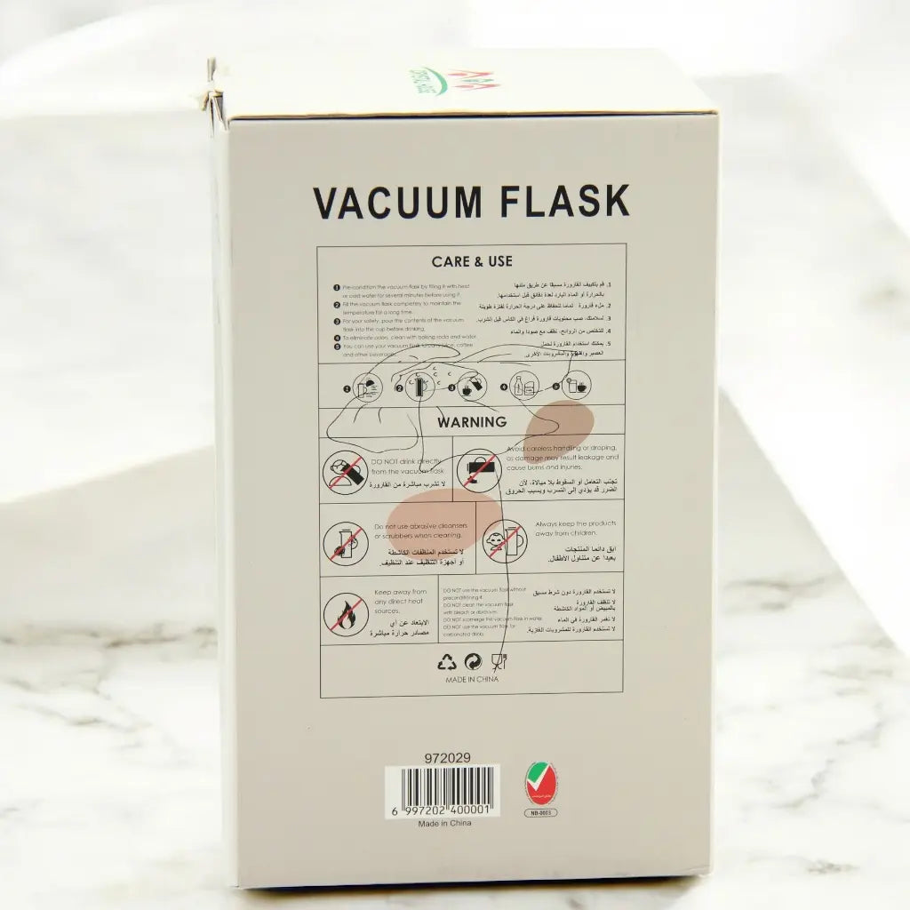 Crystal House Vacuum Flask – 1.0L Leak-Proof Thermal Flask with Asbestos-Free Pink Glass Liner & Elegant Handle | Keeps Hot & Cold for 24h | Superior Quality (Beige) - Damoo