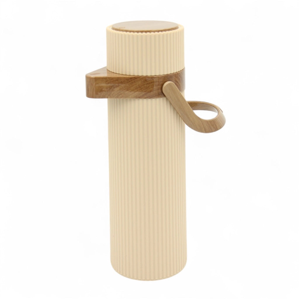 Crystal House Vacuum Flask – 1.0L | Pump-Action Thermal Dispenser | PP Outer Body with Glass Liner | 24H Hot & Cold | Leak-Proof | Flexible Handle - Damoo