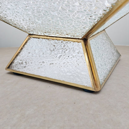 Luxury Square Glass Serving Tray with Golden Edge & Base – Elegant Dessert & Nuts Stand for Home, Parties & Gifting – 18cm
