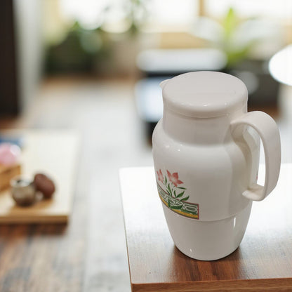 Insulated Vacuum Jug 2.2L – Floral-design | Premium Plastic Thermos Flask with Q100 Glass Insert | German-Made Double-Wall Design for Excellent Heat Retention - Damoo