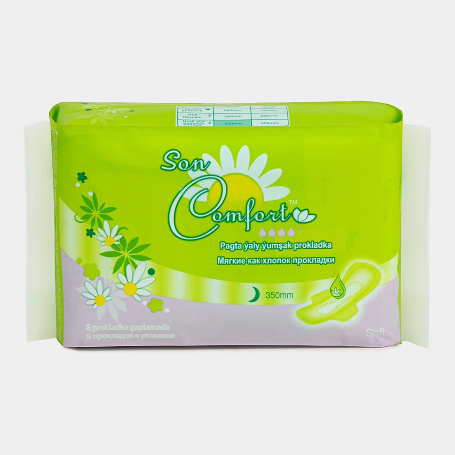 SEN COMFORT – Cotton Soft Sanitary Pads with Wings for Enhanced Protection – 350mm (8 Pieces) - Damoo