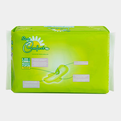 SEN COMFORT – Cotton Soft Sanitary Pads with Wings for Enhanced Protection – 350mm (8 Pieces) - Damoo