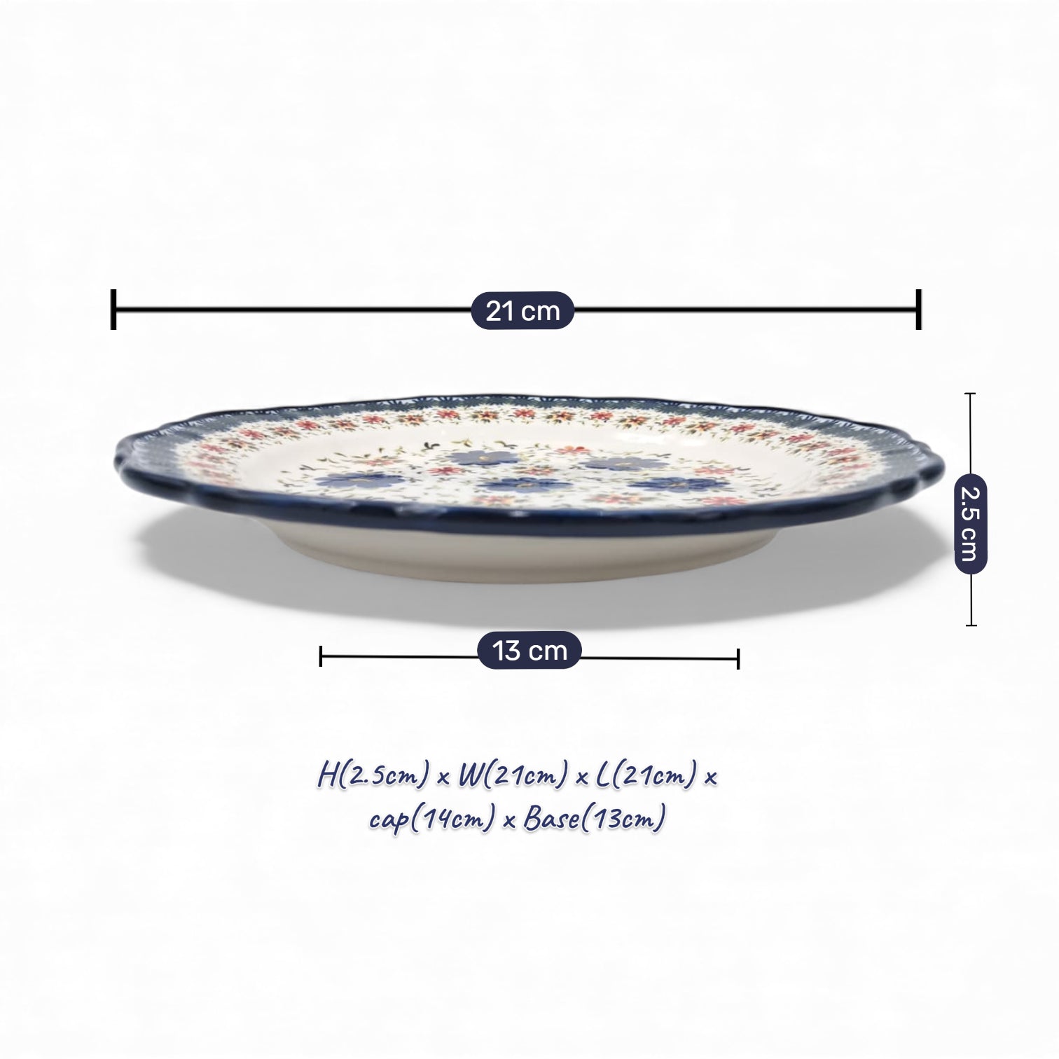 Hand-Painted Ceramic Breakfast Plate 23cm – Boleslawiec Floral Pattern – Stoneware – Microwave & Dishwasher Safe – Durable & Food-Safe Gift Plate