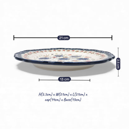 Hand-Painted Ceramic Breakfast Plate 23cm – Boleslawiec Floral Pattern – Stoneware – Microwave & Dishwasher Safe – Durable & Food-Safe Gift Plate