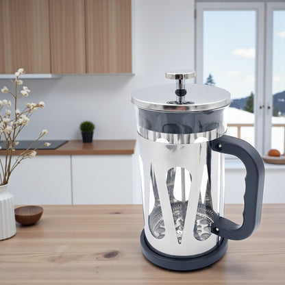HTH French Press Coffee Maker 1000ml – Premium Stainless Steel Glass Coffee & Tea Press Pot | Heat-Resistant Borosilicate Glass, Gold & Silver Colors