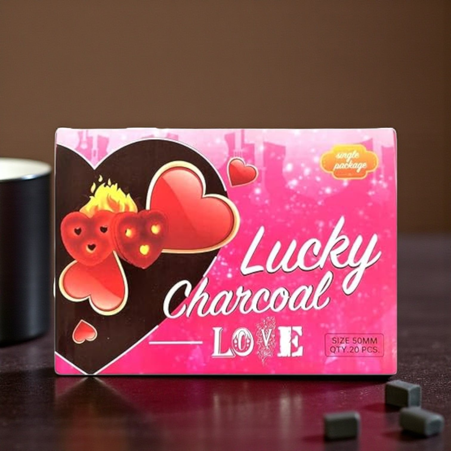 Premium Al Qaed Heart Charcoal – 50MM Big Size Quick-Light Long Lasting Charcoal for Bakhoor & Incense | 20 Pieces | Love Heart Shaped