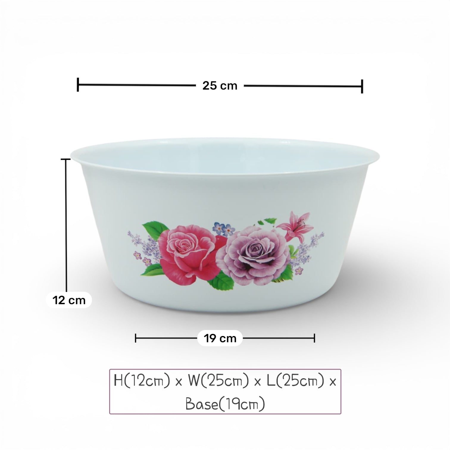 Floral Plastic Washing Basin (12H x 25L × 25W CM) – Lightweight Multipurpose Household Bowl for Laundry, Cleaning, Kitchen Prep & Storage - Damoo