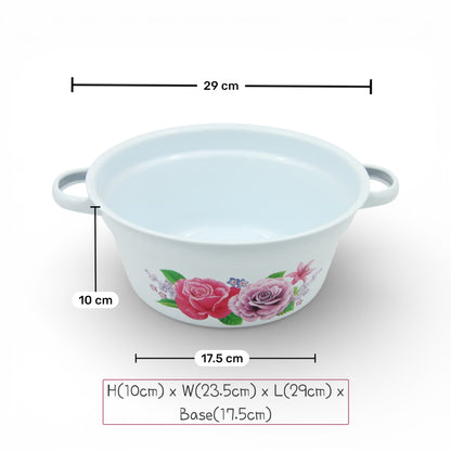 Floral Plastic Washing Basin (12H x 25L × 25W CM) – Lightweight Multipurpose Household Bowl for Laundry, Cleaning, Kitchen Prep & Storage