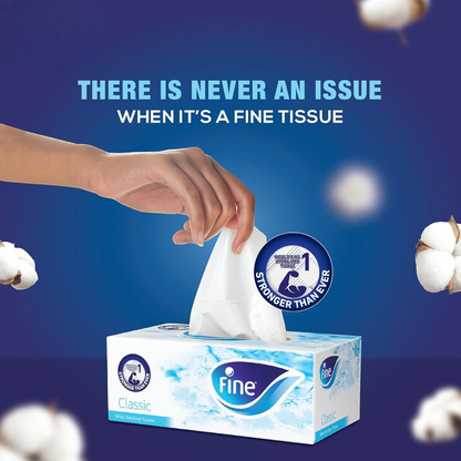 Fine Facial Tissue 130 Sheets X 2-Ply, Pack of 5 (4+1 Free) 🧻 | Sterilized Classic Variety Tissues for Germ Protection, Soft & Gentle for Home, Office & Travel - Damoo