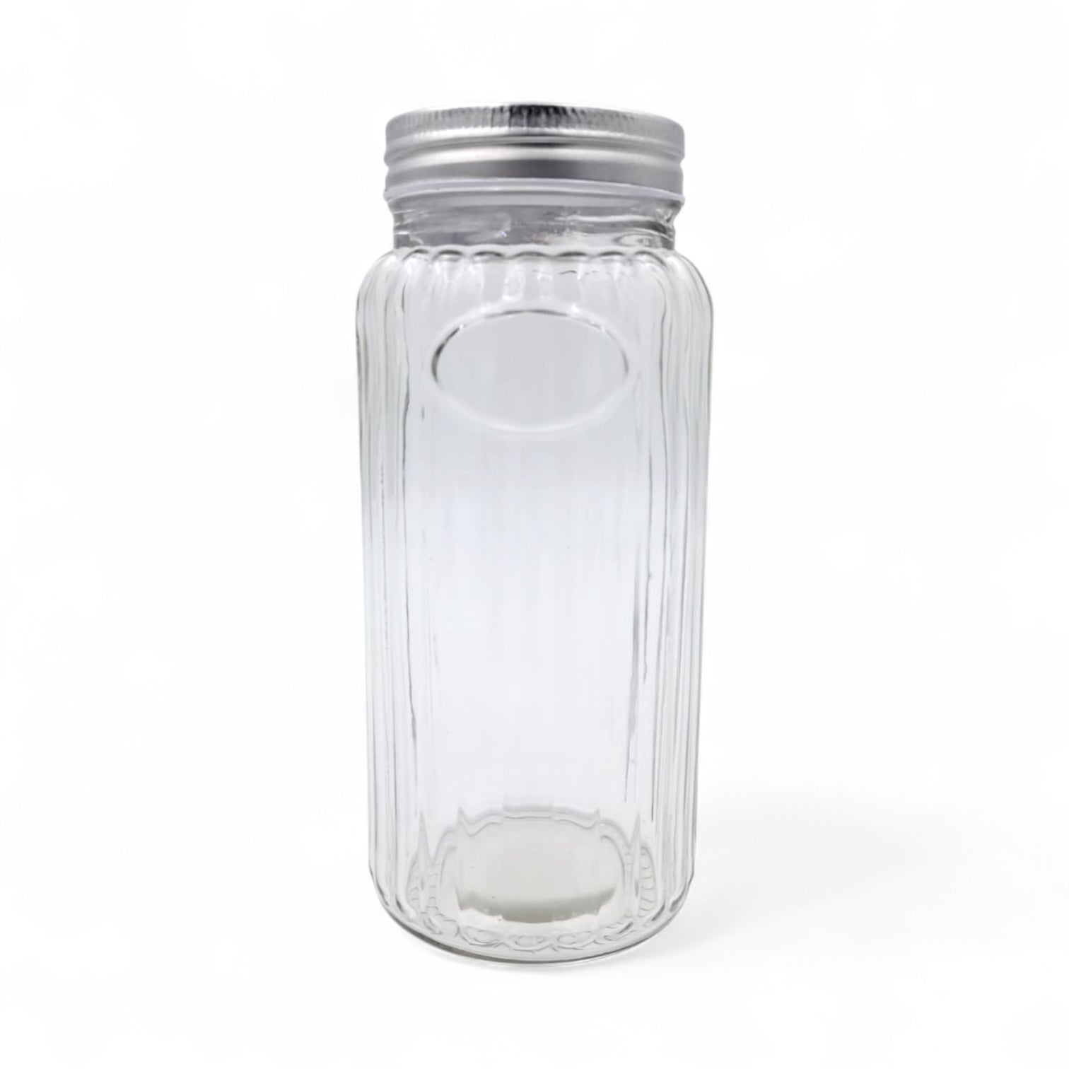 Lord & Lady Glass Jar 500ml with Stainless Steel Lid | Elegant Cut Design Storage Jar for Kitchen, Pantry & Coffee Station | Transparent Food Container for Spices, Grains & Snacks