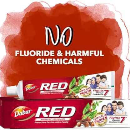 Dabur Red Ayurvedic Toothpaste for Teeth & Gums – 100 ML | Fluoride-Free Herbal Formula with Clove, Ginger, Peppermint & Tomar Seeds for Strong Teeth, Fresh Breath & Gum Health - Damoo