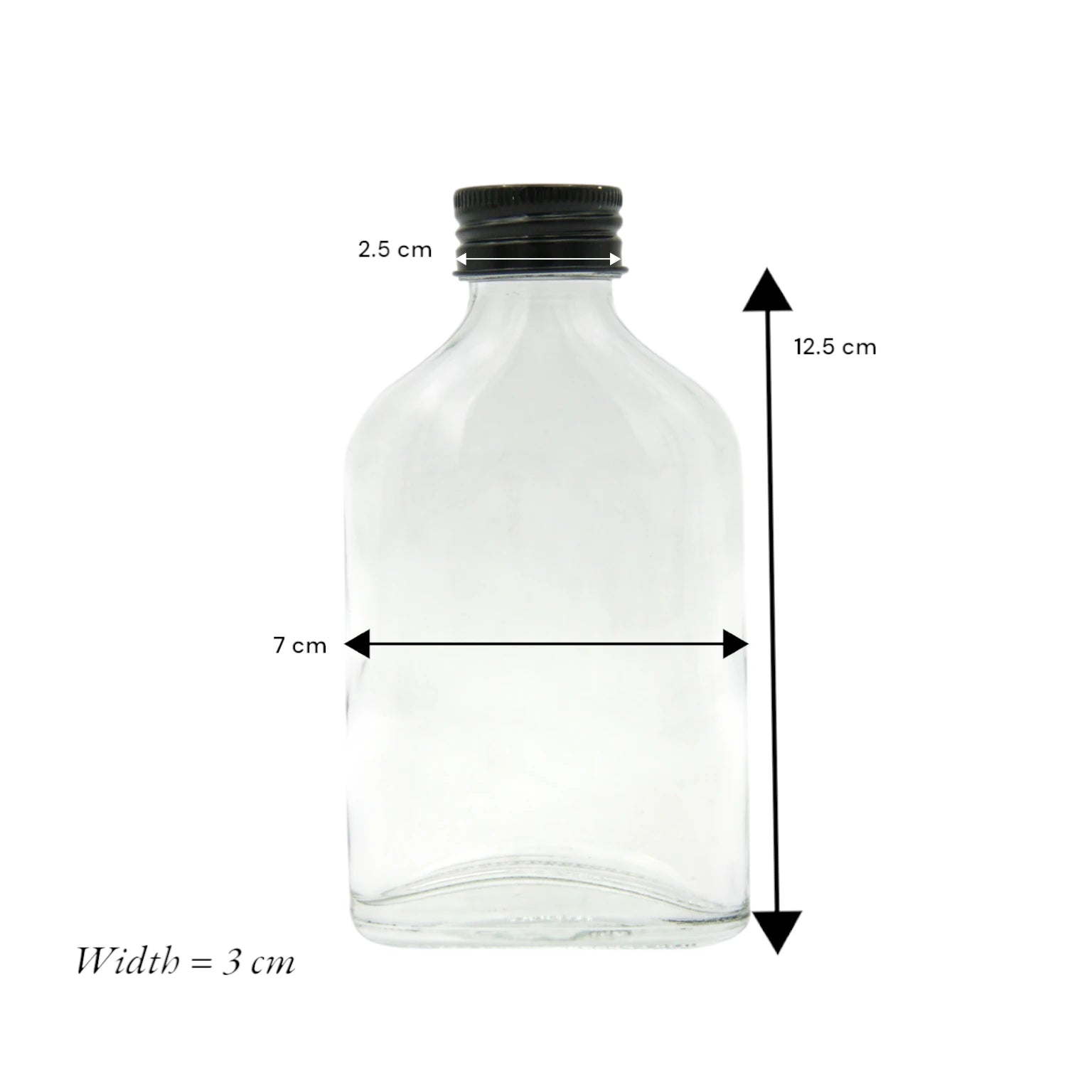 Damoo 100ml Clear Glass Bottle with Black Screw Cap – Reusable Travel Bottle for Oils, Fragrances, or Liquids - Damoo