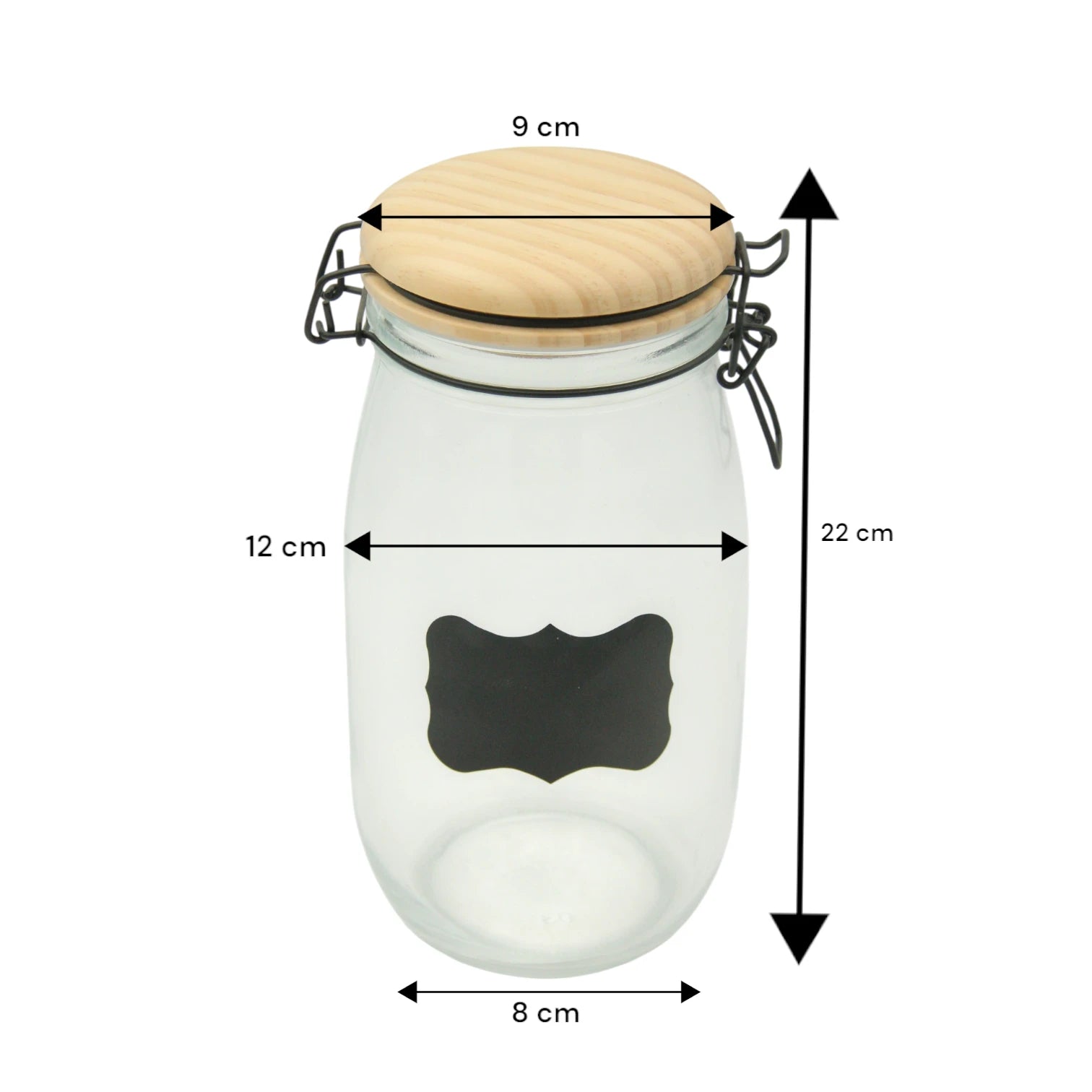 Damoo 1L Airtight Glass Storage Jar with Natural Wooden Lid, Chalkboard Label & Locking Clip – Rustic Reusable Pantry Container for Kitchen, Spices, Coffee, Snacks, Dry Food & Home Organization - Damoo